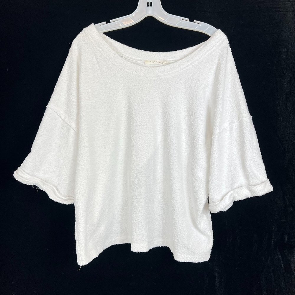 MUSTARD SEED WOMEN'S SIZE LARGE 100% COTTON TOP WITH A SPLIT BACK  TERRY CLOTH